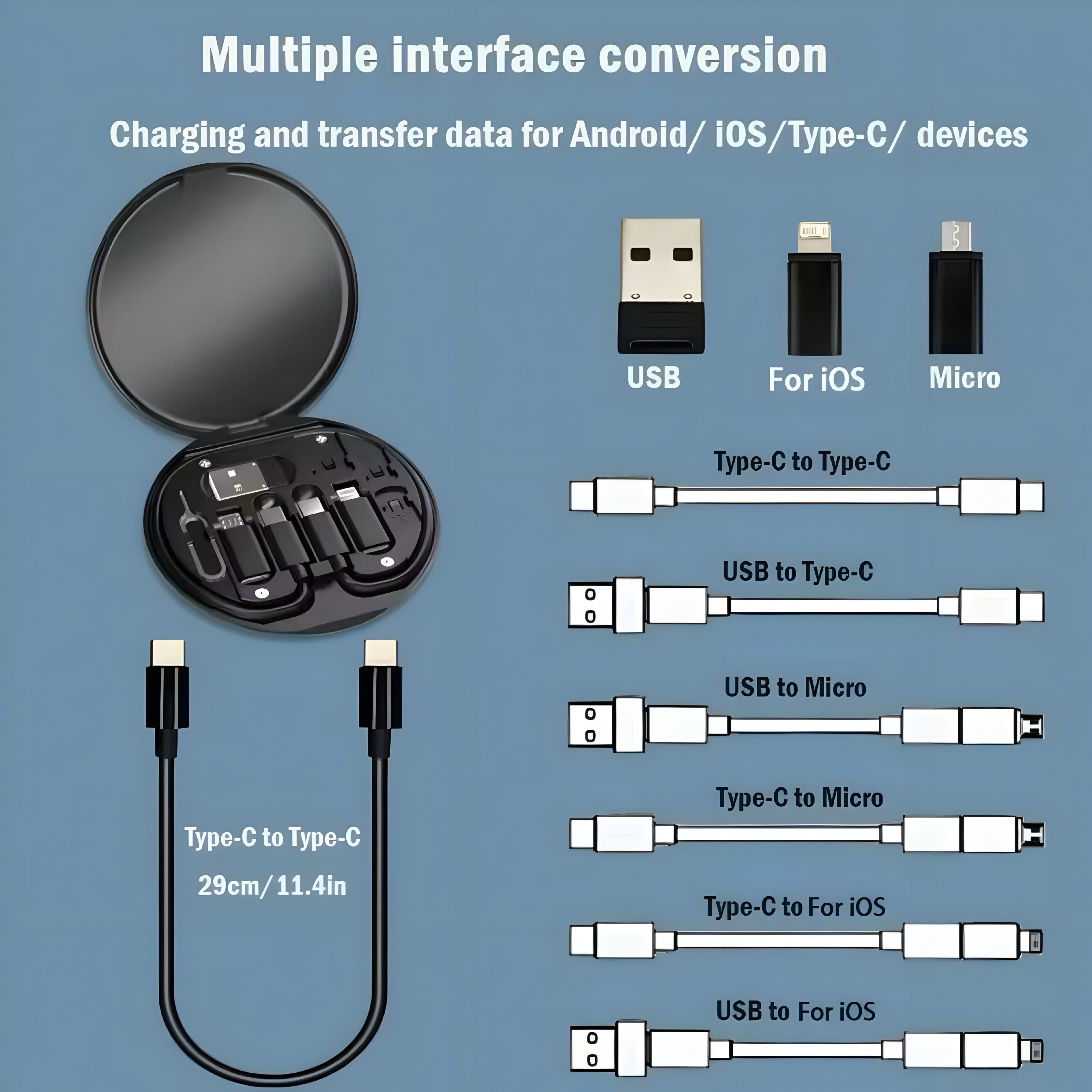 Set Multifuncional de Cables de Carga – Todo en Uno, Sin Enredos
