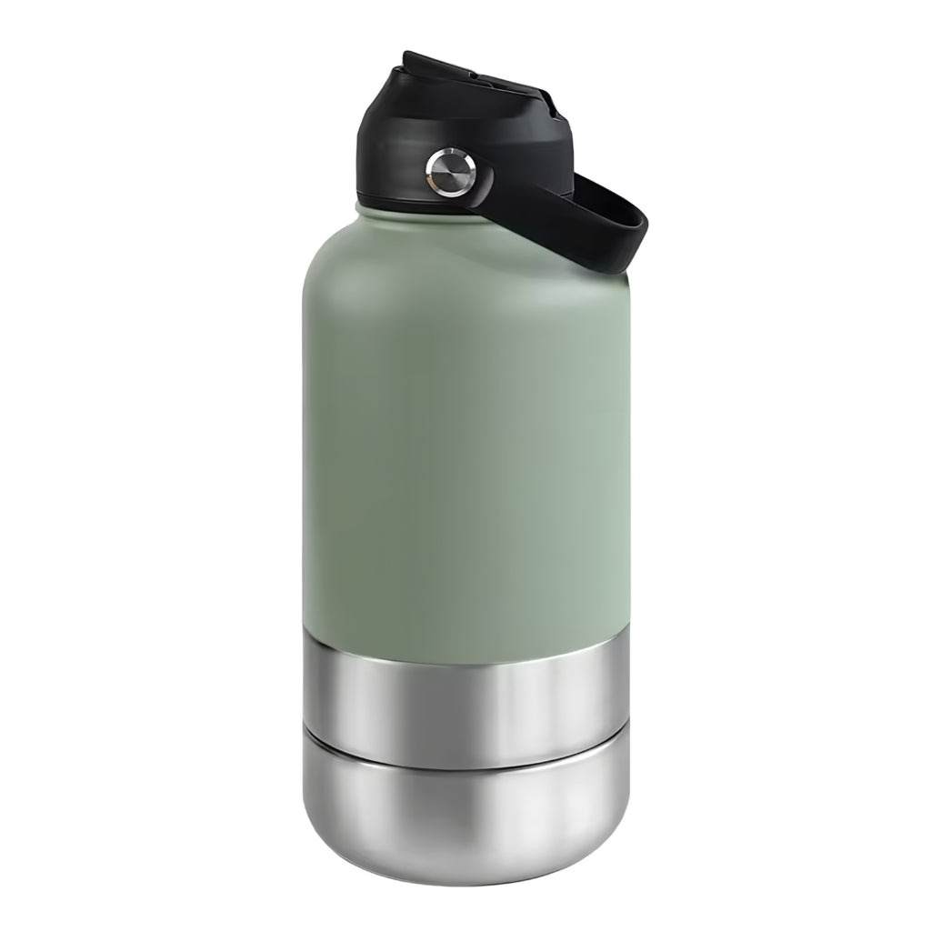 Botella de Agua 3-en-1 para Perros de Acero Inoxidable